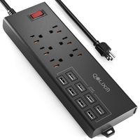 Power Strip, QOLIXM Surge Protector with 8 USB Charging Ports & 6 Outlets, Heavy Duty 6ft Long Extension Cord, 1625W/13A, for Smartphone, Tablet, Laptop, Workshop (Black)
