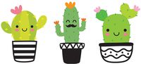 3 Pack Cute Cactus Stickers Decals 5" x 3" Kawaii Vinyl for Laptop car Waterbottle