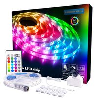 PANGTON VILLA LED Strip Lights, 16.4ft RGB 5050LEDs Color Changing Full Kit with 24key Remote Control and Power Supply Mood Lamp for Room Bedroom Home Kitchen Indoor Decorations