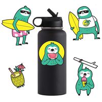 Vsco Green Funny Sloth Laptop Stickers[5pcs]- Summer Sticker for Hydro Flask Water Bottles iPhone iPad MacBook PC Guitar Bike Bumper Skateboard Luggage Motorcycle, Best Gift for for Teens Girls Kids