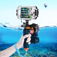 3 in 1 Pistol Trigger Set (Shutter Trigger + Phone Clamp + Floating Hand Grip Diving Buoyancy Stick) with Adjustable Anti-lost Strap & Screw & Tripod Adapter for iPhone, Galaxy, Sony, and other Smartp
