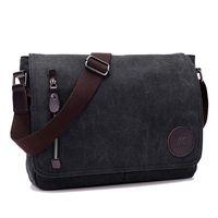 ELEOPTION Men's Canvas Messenger Backpack Crossbody Shoulder Bag for Working Business Hiking Laptop School Rucksack with Pockets (Black)