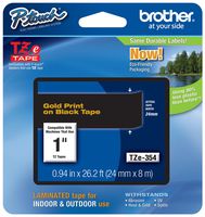 Genuine Brother 1" (24mm) Gold on Black TZe P-touch Tape for Brother PT-9200DX, PT9200DX Label Maker