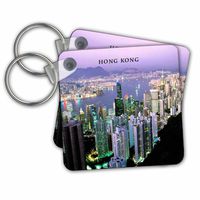 Hong Kong - Key Chains, 2.25 x 2.25 inches, set of 2 (kc_62038_1)