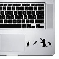 StickAny Palm Series 4 Cats Sticker for MacBook Pro, Chromebook, and Laptops (Black)