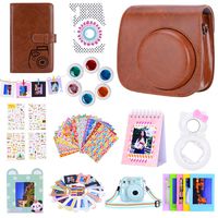Bsuuy Instax Mini 9 Camera Accessories for FujiFilm Instax Mini 9 8 8+ Camera with Mini 9 Case/Album/Selfie Lens/Filters/Wall Hang Frames/Camera Sticker/Shoulder Strap （12 in 1 Brown）