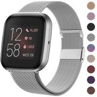 HAPAW Bands Compatible with Fitbit Versa/Versa 2, Women Men Metal Stainless Steel Replacement Sport Bracelet Strap Wristbands Accessories Small Large with Magnet Lock for Versa Smartwatch