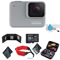 GoPro HERO7 White - Waterproof Digital Action Camera with Touch Screen 1080p HD Video 10MP Photos CHDHB-601- Bundle with 16GB Memory Card + Floating Wrist Strap
