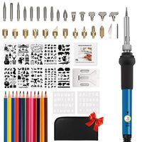 56PCS Wood Burning Kit, Pyrography Pen with Adjustable Temperature for Wood Burning/Carving/Embossing/Soldering+ Soldering Tips + Stencil + Stand + Carrying Case