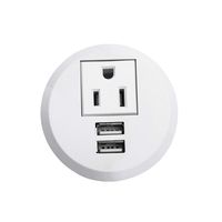 Desktop Power Grommet USB Outlet 2 Inch Hole Desk Grommet Power Outlet Build-in 1 US Standard Outlet and 2 USB Charging Station with 6.56 FT Extension Power Cord for Office Home Furniture Hotel
