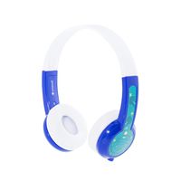 BuddyPhones Explore Non-Foldable, Volume-Limiting Kids Headphones, Built-in Audio Sharing Cable with in-Line Mic, Compatible with Fire, iPad, iPhone, and Android Devices, Blue