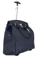 Trendy Flyer Computer/Laptop Bag Tote Duffel Rolling Wheel Case Purse Tablet (Polka Dots Black Trim)