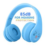 VOTONES Kids Wireless Headphones Boys Girls 85db Hearing Protection Kid Bluetooth Headphones Over Ear,Foldable Stereo Sound Headset Microphone 3.5mm Jack for Smartphone PC Tablet(Blue)