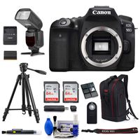 Canon EOS 90D DSLR 4K Video Camera (Body Only) + 128GB Memory + 53" Tripod + TTL Automatic Flash + Anti-Theft Camera Backpack + Card Reader + Cleaning Kit & More - Professional Accessories Bundle