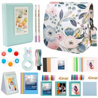 Alohallo 15 in 1 Instax Mini 9 Camera Accessories Set for Fujifilm Instax Mini 9/ Mini 8/ Mini 8+ Camera - Blue Flowers A