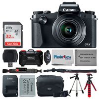 Canon PowerShot G1 X Mark III Digital Camera - Wi-Fi Enabled + 32GB Memory Card + Vivitar VIV-BTC-6 Camera/Camcorder Bag + Replacement Battery NB-13L + Camera Hand Grip + Cloth - Double Tripod Bundle...