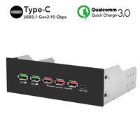 EZDIY-FAB 5.25in 10Gbps USB 3.1 Gen2 HUB and Type-C Port, Front Panel USB Hub with QC 3.0 Quick Charging