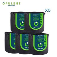 OPULENT SYSTEMS 5-Pack 1 Gallon Heavy Duty Aeration Fabric Grow Bags Thickened Nonwoven Fabric Containers for Potato/Plant Pots with Handles (Black) ...