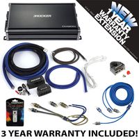 Kicker 43CXA12001 Car Audio Sub Amp CXA1200.1 & 1/0 GA Amplifier Accessory Kit - 3 Year Warranty!
