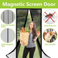 Aoocan Magnetic Screen Door - Heavy Duty mesh Door Screen and Full Frame Hook & Loop Fits Door Size up to 34"-82" Max- Black | Fresh air in & Keep Bugs Out