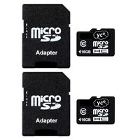 YC 2 Pack (16GB+Adapter) Micro SD Card MicroSDXC TF Memory Card Class10 U1 with SD Adapter 2 x (16GB+Adapter)