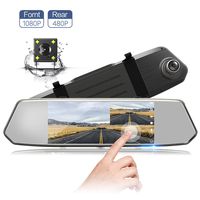 7 Inch Touch Screen Rearview Mirror Car Camera 7" Dash Car DVR Cam Front and Rear Dual Lens Night Vision Video Recorder Reversing Backup Camera
