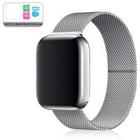 Compatible for Apple Watch Band 38MM 40MM 42MM 44MM, Adjustable Stainless Steel Mesh Wristband Sport Loop for iWatch Series 5 4 3 2 1 (42MM/44MM, Sliver)
