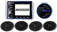 KICKER KMC10 Marine Digital Media Bluetooth Receiver+(4) 6 x 9 Speakers+Remote