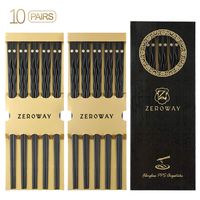 Zeroway 10 Pairs Reusable Fiberglass Chopsticks Dishwasher Safe with Gift Case Chopstick Set for Household Restaurant - Golden flower