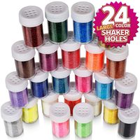 Fine Glitter Set 20g, Teenitor 24pcs Glitter Shake Jars for Art Crafts Painting Scrapbooking Body Slime Holiday Party Supply, Multi Color Assorted Set