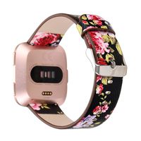 Fitbit Versa Bands, PU Leather Flower Style Replacement Strap Wrist Band Bracelet Strap for Fitbit Versa A