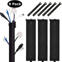 Cable Management Sleeve Cord Organizer, 19.7 inch Sleeved Cables with Buckle, Extendable Cable Sleeving Kit Wire Covers for Tv Cable Pc Cord Computer Office Home (Black)