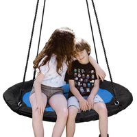 SUPER DEAL 40" Waterproof Saucer Tree Swing Set - 360 Rotate° - Attaches to Trees or Existing Swing Sets - Adjustable Hanging Ropes - for Kids, Adults and Teens, 3 Colors (Bright Blue)