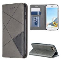Tom's Village Diamond Splicing Wallet Case for iPhone 7/8 Smart Closure Premium PU Leather Magnetic Flip Cover Shockproof Flexible Soft TPU Protective Bumper ID/Credit Card Slots Kickstand Gray