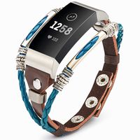 Compatible for Fitbit Charge 3 Bands for Women, Marval.P Handmade Leather Charge 3 SE Band, Replacement Unique Bracelet Strap, Wristbands with Adjustable Size, Fashion Wrist Band Straps Lover