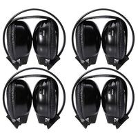 Four Pack of Two Channel Folding Adjustable Entertainment Infrared Headphones 3.5mm Auxiliary Cords Wireless IR DVD Player Head Phones for in Car TV Video Audio Listening