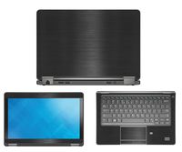 Decalrus - Protective Decal for Dell Latitude E7250 (12.5" Screen) Laptop Black Texture Brushed Aluminum Skin Carbon Fiber Skins Decal for case Cover wrap BAlatitudeE7250Back