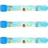 Reusable Child Safety ID Bracelets, Waterproof Adjustable Travel ID Wristbands for Kids, One Size Fits All, Blue, Pack of 3