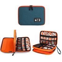 Electronics Organizer, Jelly Comb Electronic Accessories Cable Organizer Bag Waterproof Travel Cable Storage Bag for Charging Cable, Cellphone, Mini Tablet (Up to 7.9'') and More (Orange and Blue)