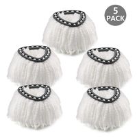 Mop Head Refill for Spin EasyWring Mop Replacement Head Microfiber, White (5 Pack)