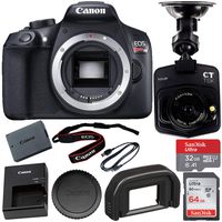 Canon EOS Rebel T6 DSLR Camera (Body Only) with Free Dash Cam Bundle: SanDisk Ultra 32GB microSDHC Memory Card + SanDisk Ultra 64GB SDXC Memory Card and More