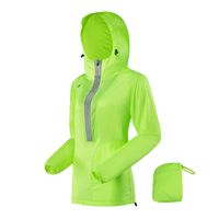 Shelcup Women's Hooded Windproof Reflective Jacket Packable Outdoor Pullover, Fluorescent Green M