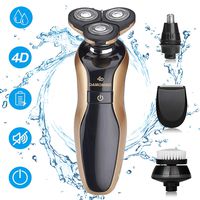 DAMONING Electric Shaver, 4D Rechargeable IPX7 Waterproof 4 in 1 Men's Rotary Shavers Wet and Dry Electric Shaving Razors with Pop-up Trimmer