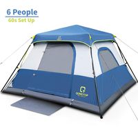 QOMOTOP 6 Person Fast 60 Seconds Easy Set Up Instant Cabin Tent, Camping Tent, Provide Top Rainfly, Waterproof Tent Advanced Venting Design, with Electrical Cord Access Port and Gate Mat