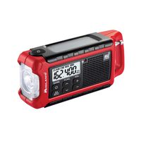 Midland - ER210, Emergency Compact Crank Weather AM/FM Radio - Multiple Power Sources, SOS Emergency Flashlight, NOAA Weather Scan + Alert, & Smartphone/Tablet Charger (Red/Black)