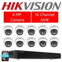 Hikvision DS-7616NI-E2/16P 16CH POE NVR & 6pcs DS-2CD2142FWD-I 2.8mm Dome Camera + 4pcs DS-2CD2142FWD-I 4.0mm Dome Camera + 4TB Hard Drive Kit