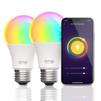 One Power by Promounts OPLB092-2pk Amazon Alexa and Google Assistant Compatible RGB+CCT Smart Light Bulb, Double Pack, White, 2 Piece