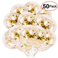 50pcs Gold Confetti Balloons, 12 Inch Latex Party Balloons with Golden Paper Confetti Dots for Wedding Engagement Party Decorations.