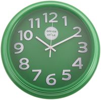Office + Style 13" Silent Quartz Color Wall Clock with Anti-Scratch Cover- Green