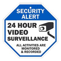 Lieomo 0.4mm Aluminum Video Surveillance Sign,Security Alert 24 Hour Video Surveillance All Activities are Monitored,10"X10"